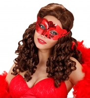 Vorschau: Rote Maskenball Augenmaske Metallic