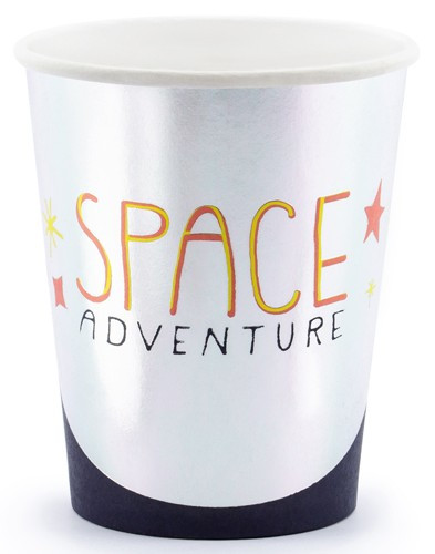6 space party paper cups 200ml