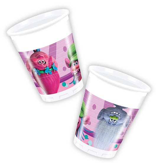 8 Trolls Party plastic cups 200ml