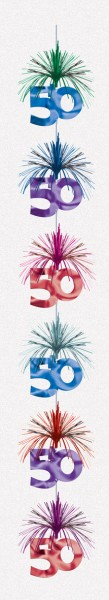 Cascade hængende dekoration farverig til 50-års fødselsdag 210cm