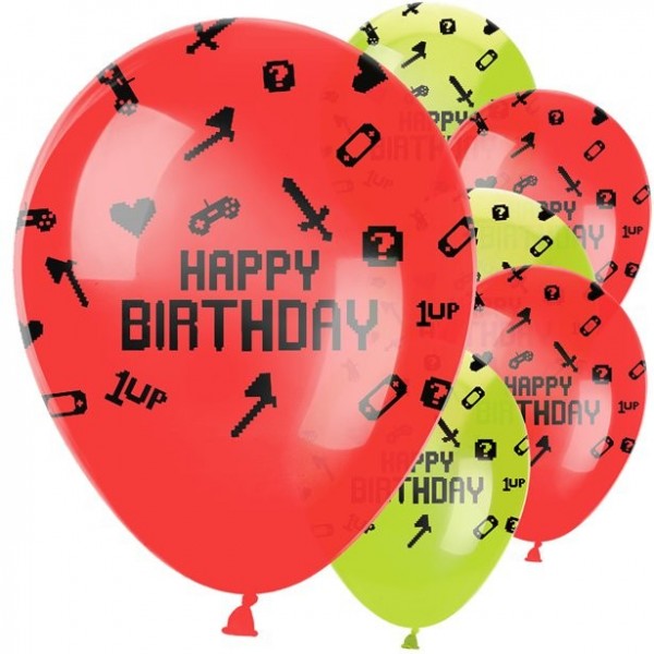 6 Level Up födelsedagsballonger 30 cm