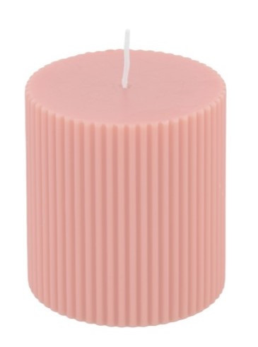 Pillar candle fluted old pink 7 x 7.5cm