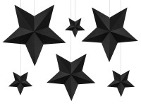6 schwarze DIY Hängedeko Sterne