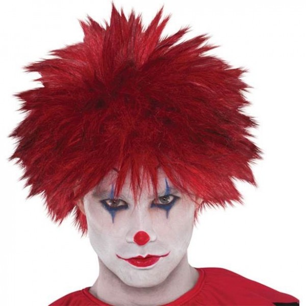 Rode stekelige clown pruik