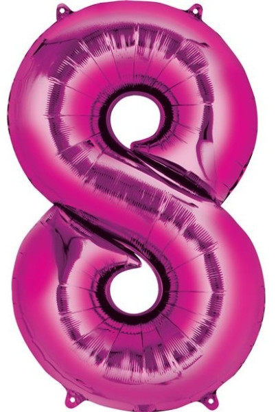 Pink nummer 8 folieballon 41cm