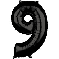 Balon z cyfrą 9 w kolorze czarnym 66cm