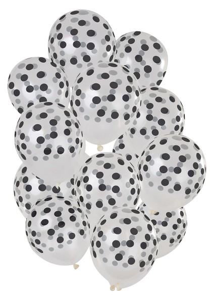 15 latex balloons with black dots
