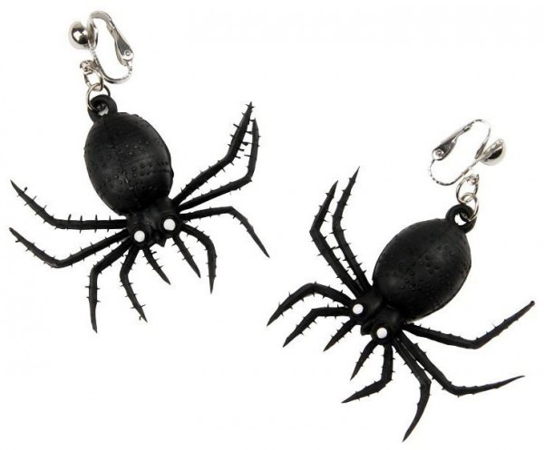 Halloweenowe kolczyki pająk czarny straszny
