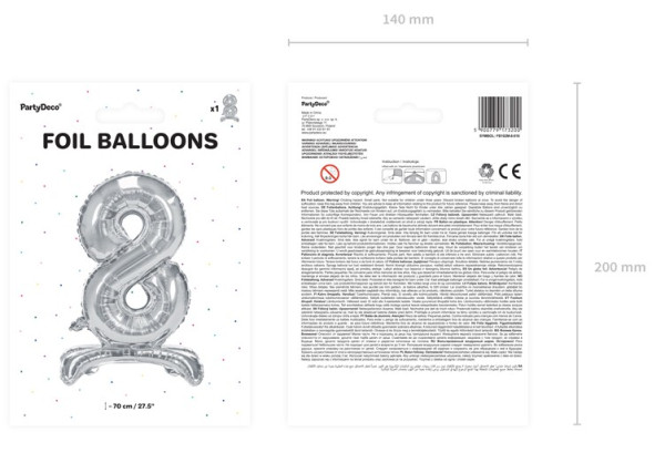 Silver 8 Folienballon 70cm stehend 3