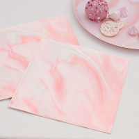 Oversigt: 16 rosa marmor øko-servietter 33 cm
