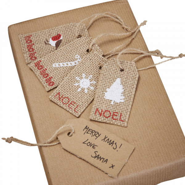 Etiqueta de regalo de yute vintage Noel