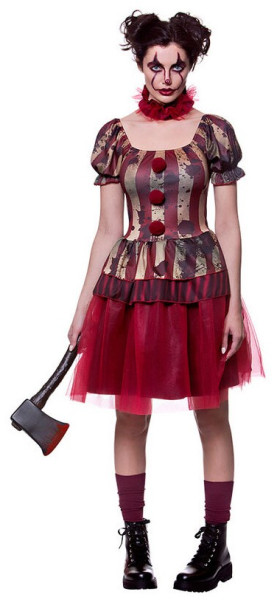Red horror clown costume for women