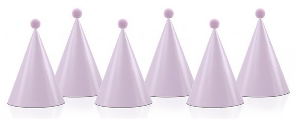 6 różowych czapek imprezowych z pomponową koronką 16 x 10 cm