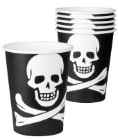 6 vasos de papel pirata fiesta calavera 250ml