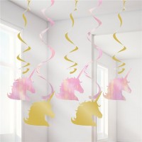 5 golden unicorn spiral hangers