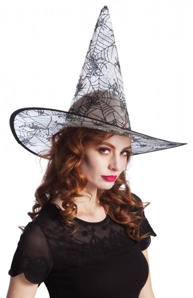 Chapeau de sorcière araignée femme transparent noir