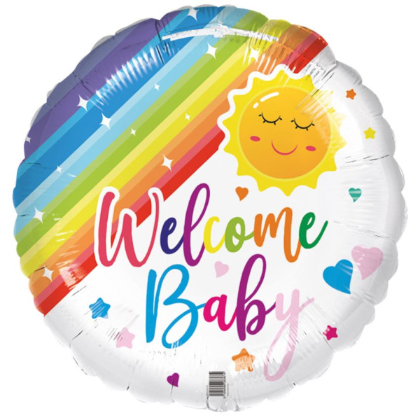Globo foil Welcome Baby Rainbow 46cm