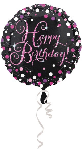 8 Pink Happy Birthday foil balloon 43cm