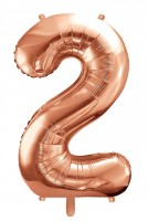 Voorvertoning: Metallic cijferballon 2 rosé goud 86cm