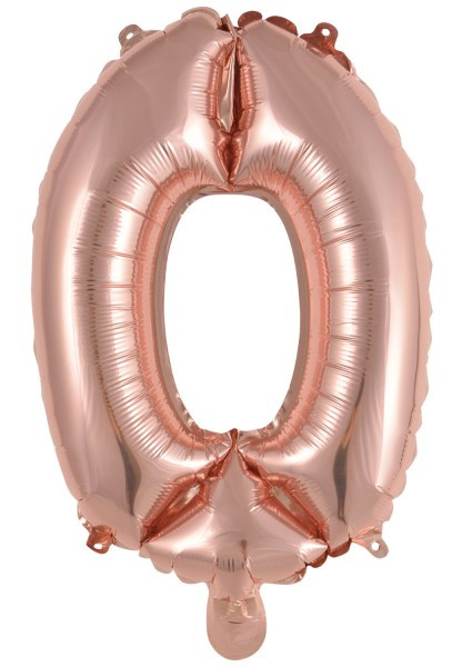 Mini folieballon nummer 0 rosé goud 40cm