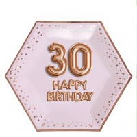 8 Glorious 30th Birthday paper plates 26cm
