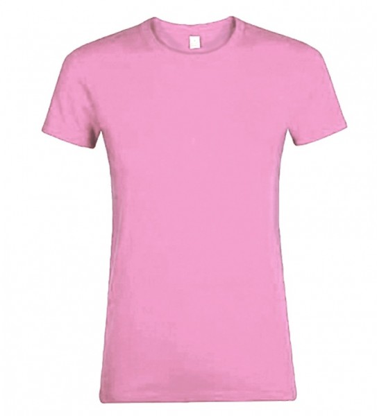Camiseta rosa de cuello redondo para mujer