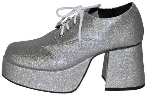 Brokatowe buty na platformie disco srebrne dla mężczyzn
