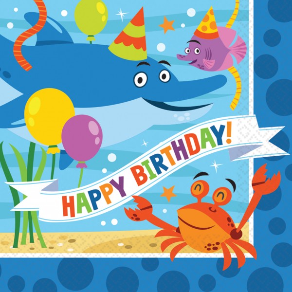 16 sjove havsfest fødselsdags servietter