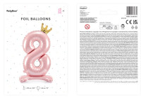 Vorschau: Hellrosa Folienballon Zahl 8 stehend 84cm