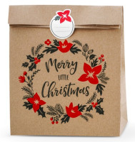 3 sacchetti regalo con ghirlanda natalizia