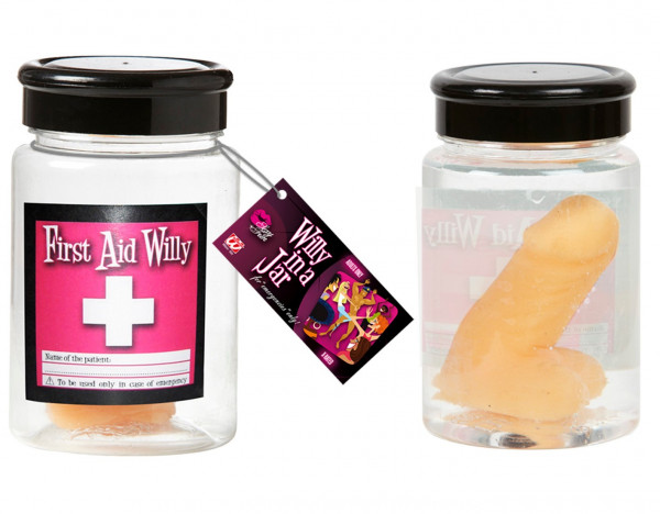 First aid jar with emergency Willy