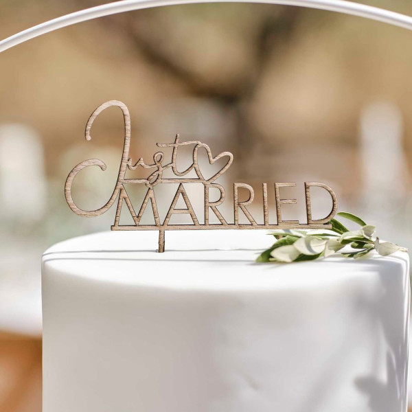 Cake topper Just Married in legno