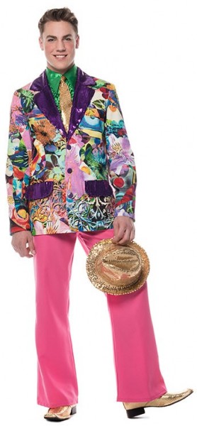 Colorful flower power party jacket for men