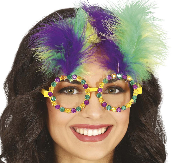 Samba karneval glasögon med fjädrar