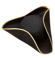 Widok: Barokowy kapelusz tricorn czarno-złoty