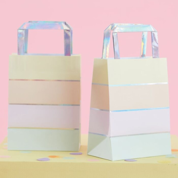 5 pastel colored gift bags 20cm