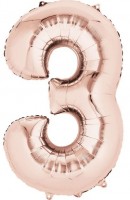 Zahl 3 Folienballon roségold 41cm