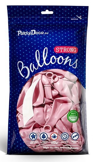 100 ballons métalliques Partystar rose clair 27cm 2