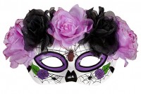 Aperçu: Demi-masque Dia De Los Muertos Violet