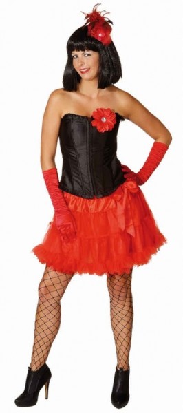 Rode burleske rok met petticoat