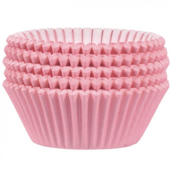 50 moldes para muffins rosa pastel 5cm