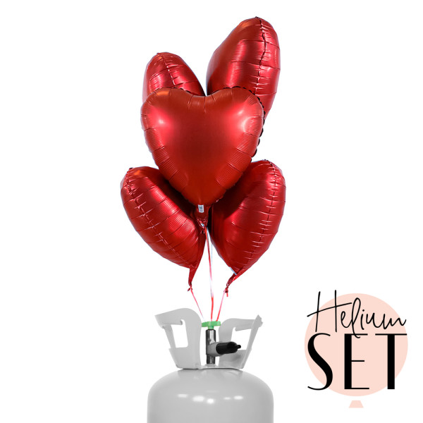 Hot Love mattes Herz Ballonbouquet-Set mit Heliumbehälter