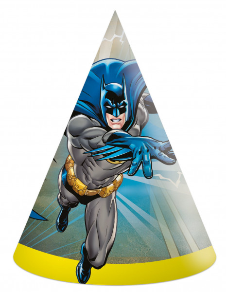 6 Batman Superpower FSC party hats 16cm