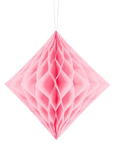 Diamant honingraat bal licht roze 20cm