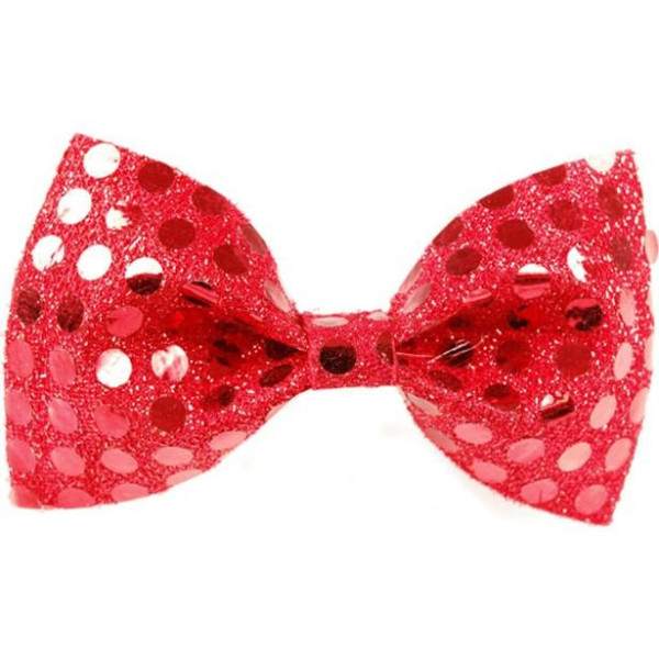 Red bow tie with sequins 11 x 6cm