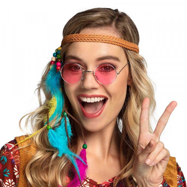 70er Jahre Hippie Brille pink 2