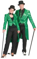 Preview: Green sequin tailcoat for men