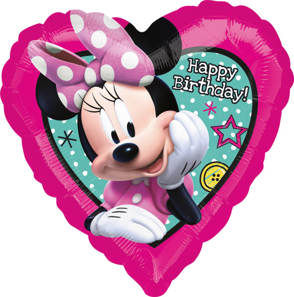 Coeur ballon en aluminium anniversaire Minnie