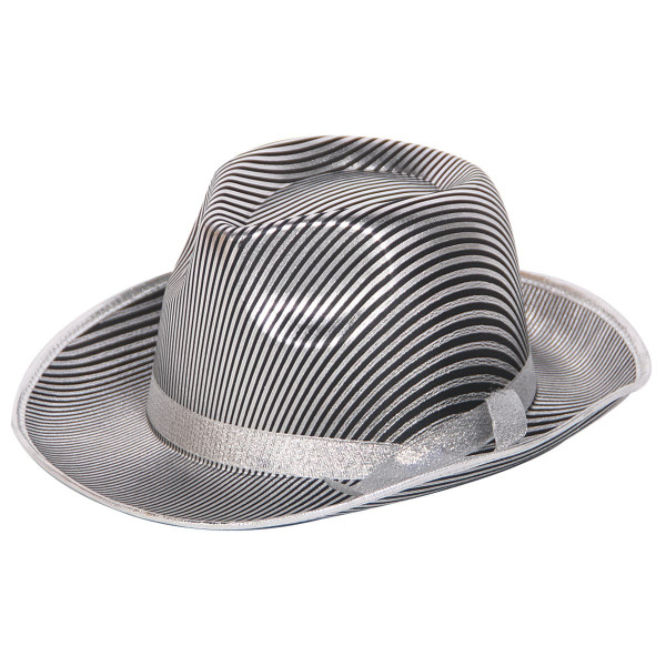 Błyszczący kowbojski kapelusz srebrno-czarny