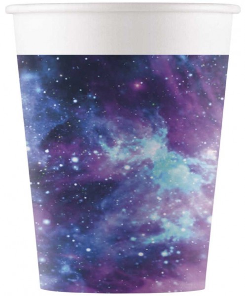 8 vasos de papel space galaxy 200ml